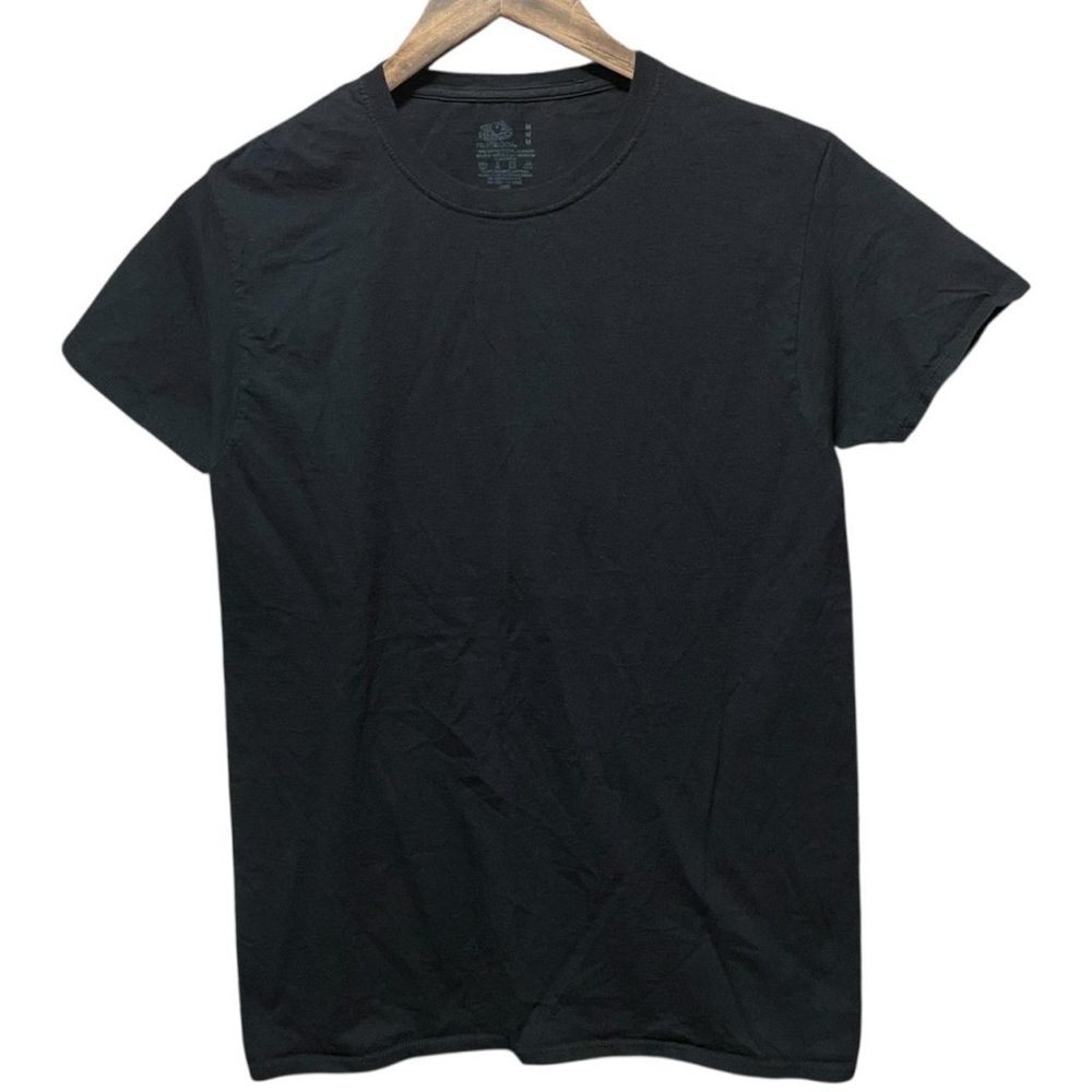plain blank black fruit of the loom short sleeve crewneck casual T-shirt tee top